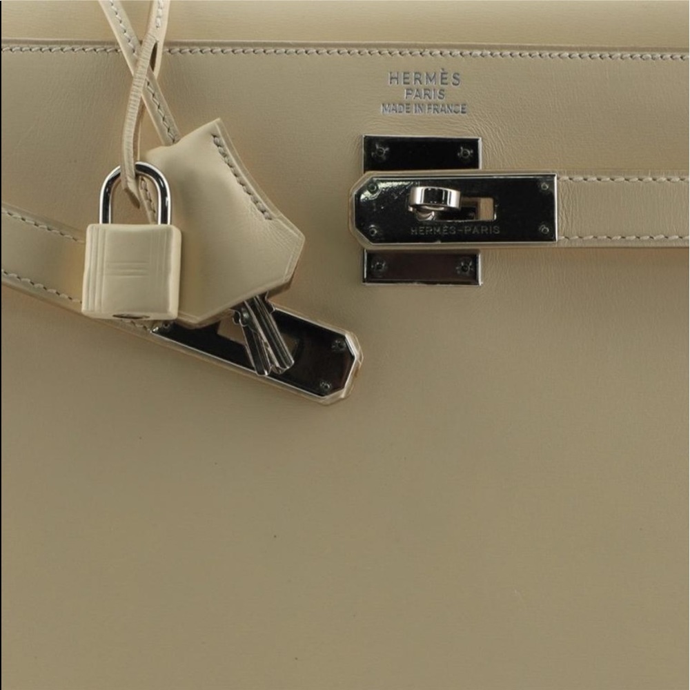 DONATED Hermes Kelly Box Bag Jaune Pale Nepal 35 - Picture 5 of 7